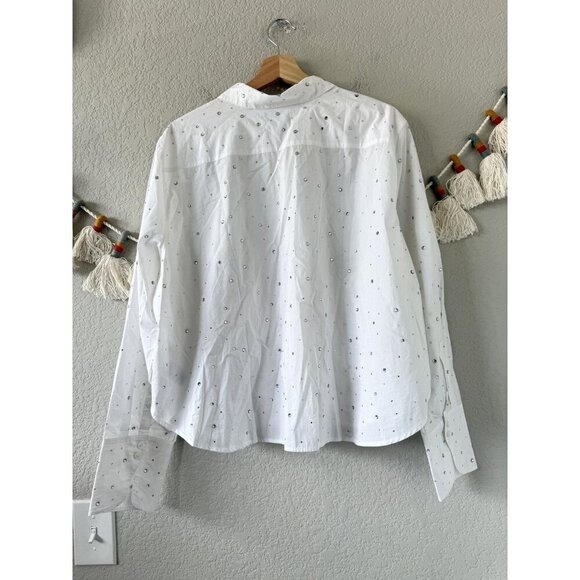 J. crew Cropped Garcon Button Up With Crystals Organic Cotton Glam Careerwear 16 - Picture 2 of 10